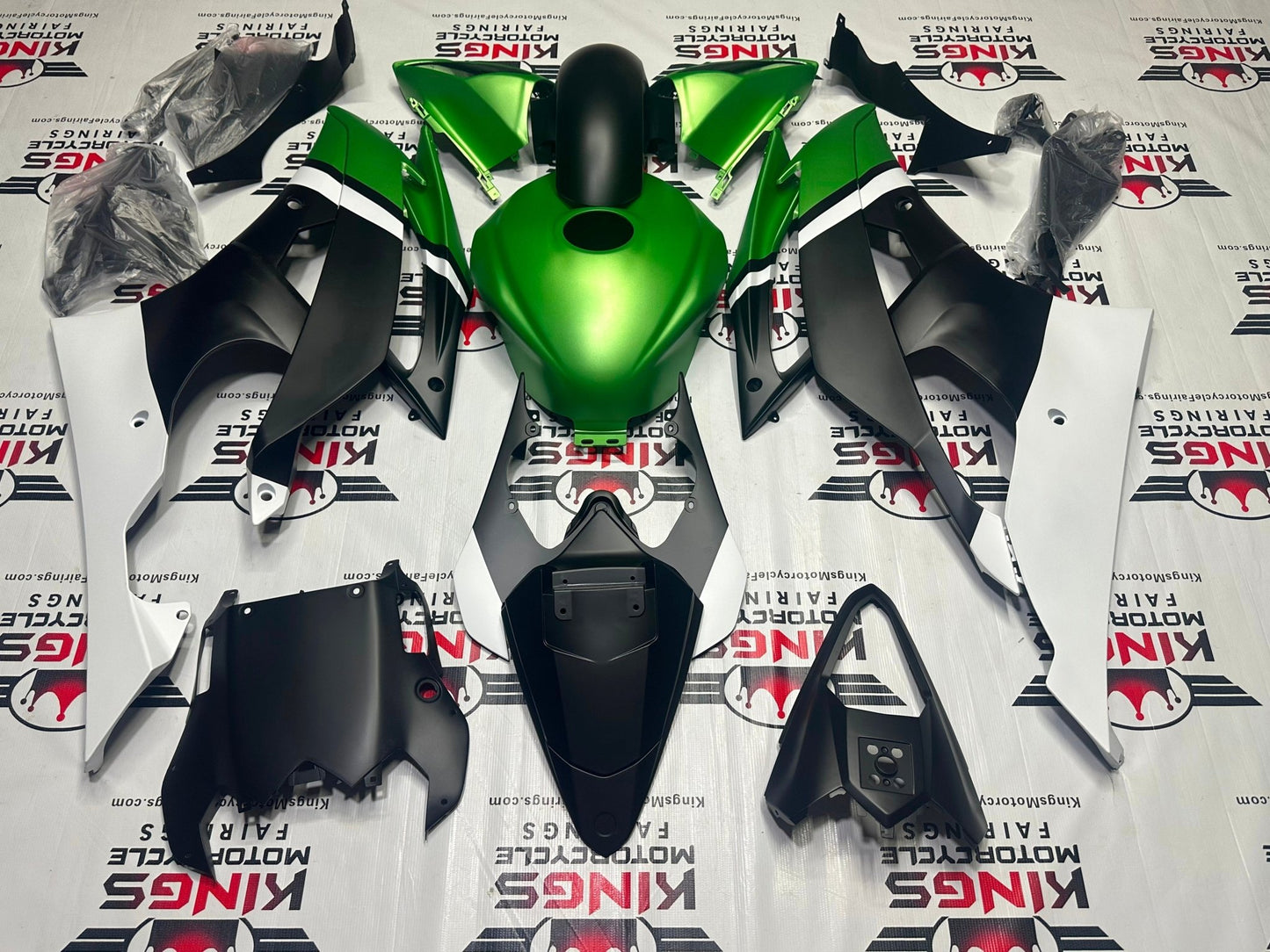 Yamaha YZF-R6 Fairings (2008-2016) Matte Green, Black, White from KingsMotorcycleFairings.com
