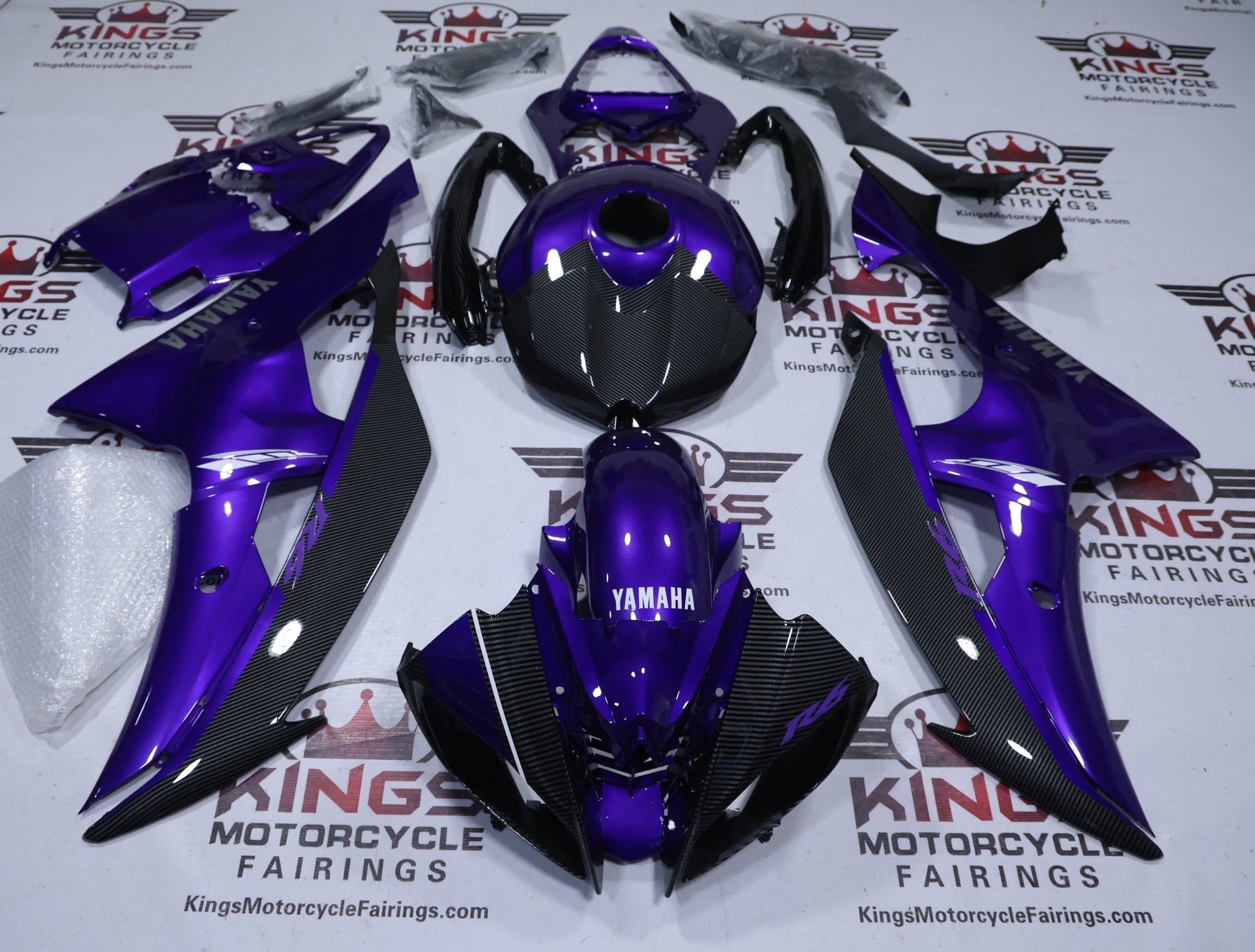 Yamaha YZF-R6 Fairings (2008-2016) Purple, Faux Carbon Fiber, White at KingsMotorcycleFairings.com