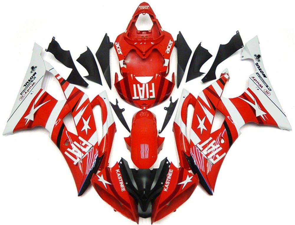 Yamaha YZF-R6 Fairings (2008-2016) Red, White Star Fiat at KingsMotorcycleFairings.com