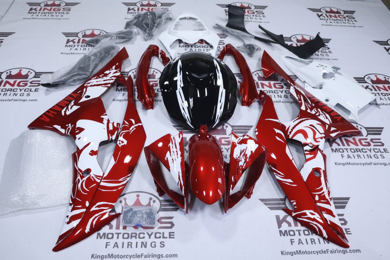 Yamaha YZF-R6 Fairings (2008-2016) Red, White, Black Japanese Geisha at KingsMotorcycleFairings.com