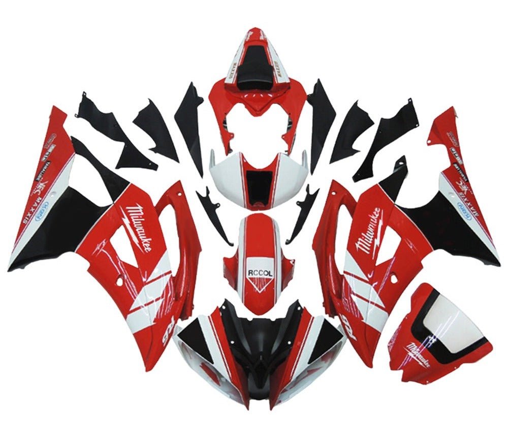 Yamaha R6 Fairings (2008-2016) Red, White, Milwaukee at KingsMotorcycleFairings.com