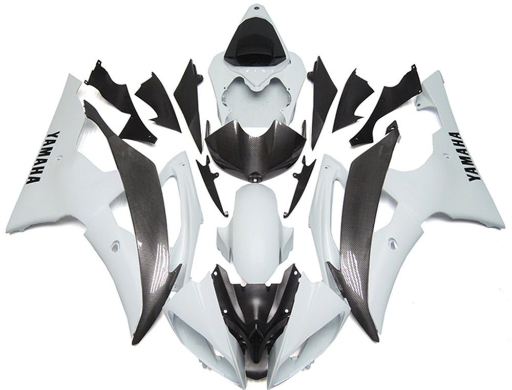 Yamaha YZF-R6 Fairings (2008-2016) White, Faux Carbon Fiber at KingsMotorcycleFairings.com