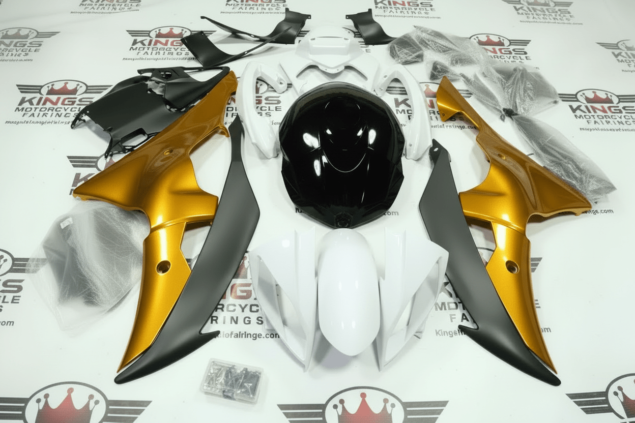 Yamaha YZF-R6 Fairings (2008-2016) White, Gold, Black, Matte Black at KingsMotorcycleFairings.com