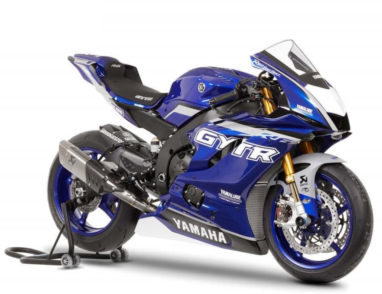 Yamaha YZF-R6 Fairings (2017-2022) Blue Gloss, White GYTR at KingsMotorcycleFairings.com