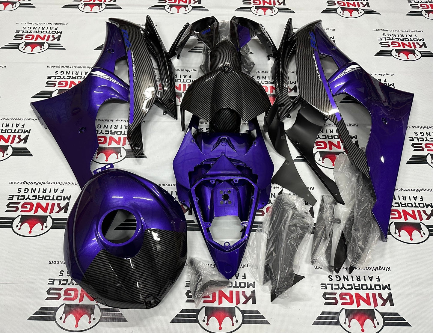 Yamaha R6 (2008-2016) Faux Carbon Fiber, Dark Purple Fairing kit at KingsMotorcycleFairings.com