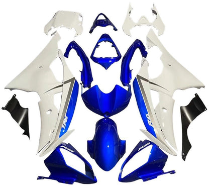 Yamaha YZF-R6 (2008-2016) Gloss Blue, White Fairings at KingsMotorcycleFairings.com