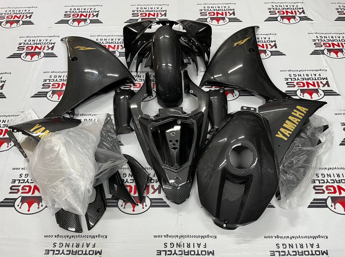 Yamaha YZF-R1 (2009-2011) Faux Carbon Fiber, Gold Fairings at KingsMotorcycleFairings.com