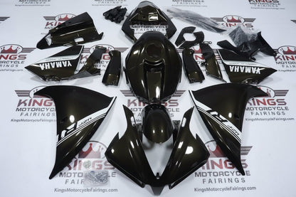 Yamaha R1 Fairings (2012-2014) Black, White Stripe at KingsMotorcycleFairings.com