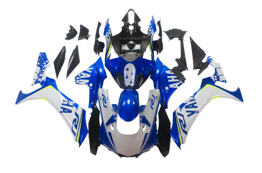 Yamaha R1 Fairings (2020-2025) Blue, White, Neon Yellow at KingsMotorcycleFairings.com