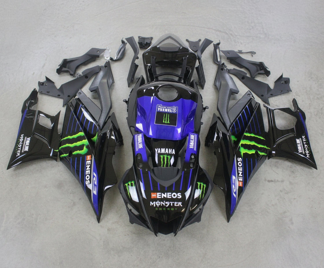 Yamaha R3 Fairings (2019-2021) Black, Blue, Green Eneos at KingsMotorcycleFairings.com