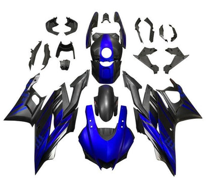 Yamaha R3 Fairings (2022-2024) Matte Black, Matte Blue at KingsMotorcycleFairings.com