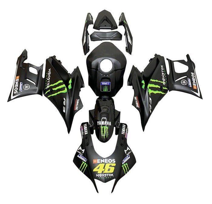 Yamaha R3 Fairings (2022-2024) Matte Black Monster at KingsMotorcycleFairings.com