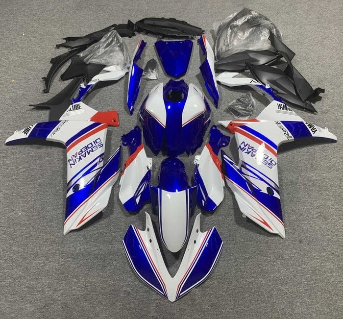 Yamaha R3 Fairings (2022-2024) White, Blue, Red Semakin at KingsMotorcycleFairings.com