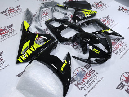Yamaha R6 Fairings (2005) Black, Neon Yellow at KingsMotorcycleFairings.com