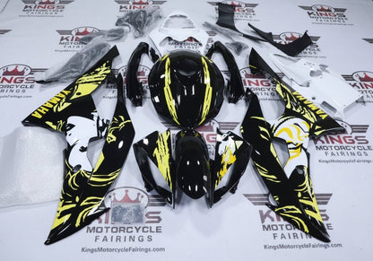 Yamaha R6 Fairings (2008-2016) Black, Yellow, White Japanese Geisha at KingsMotorcycleFairings.com