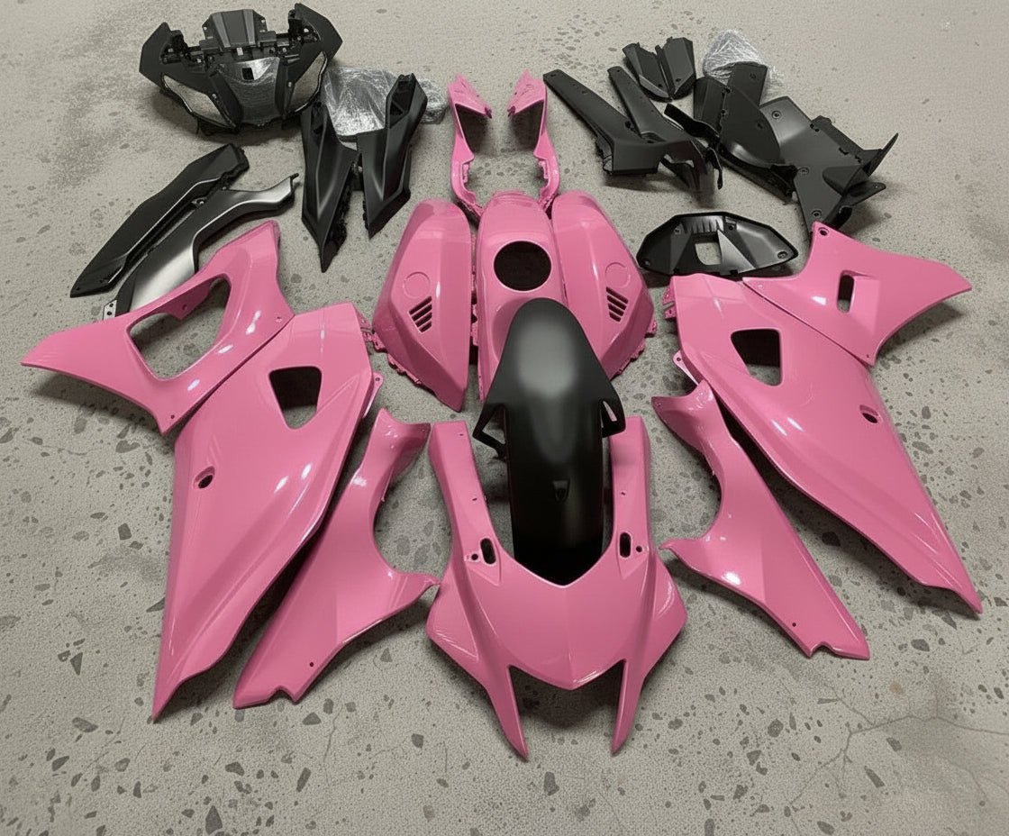 Yamaha R7 Fairing Kit (2021-2025) Pink, Matte Black at KingsMotorcycleFairings.com
