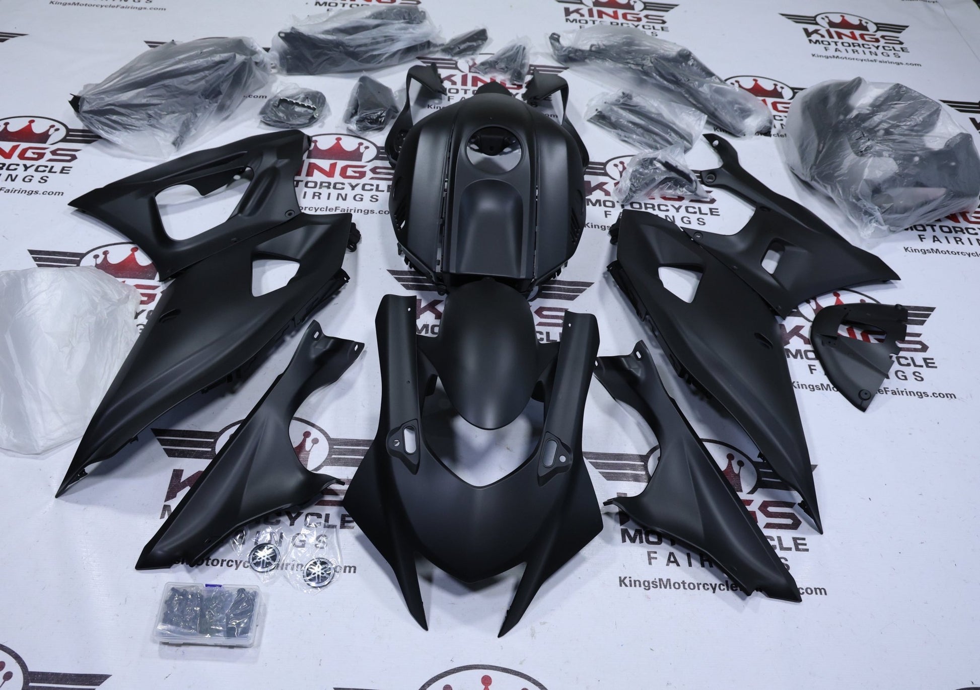 Yamaha R7 Fairings (2021-2025) All Matte Black at KingsMotorcycleFairings.com
