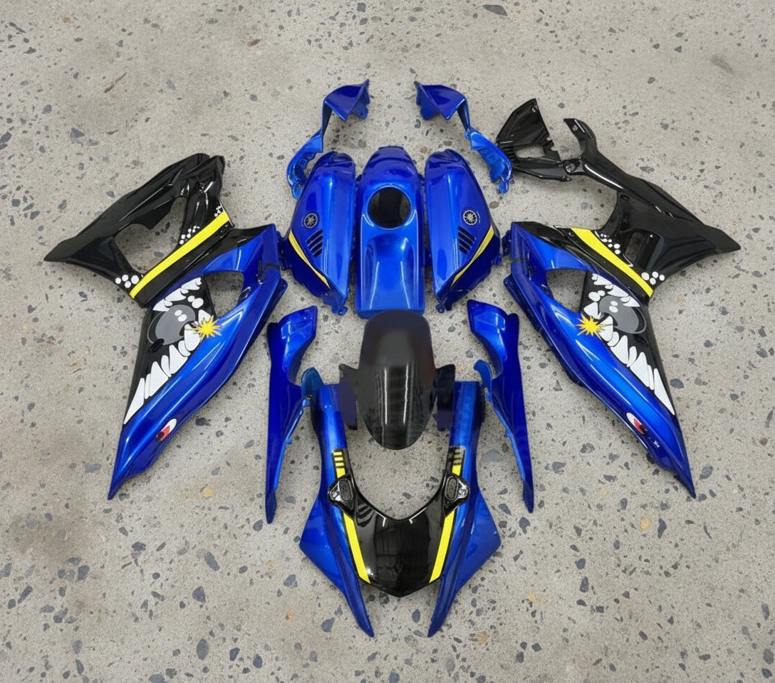 Yamaha R7 Fairings (2021-2025) Blue, Black, Yellow Shark at KingMotorcycleFairings.com