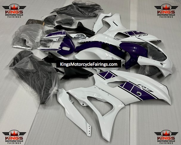 Yamaha R7 Fairings (2021-2025) White, Dark Purple from KingsMotorcycleFairings.com