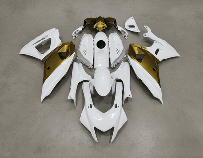 Yamaha R7 Fairings (2021-2025) White, Gold at KingsMotorcycleFairings.com