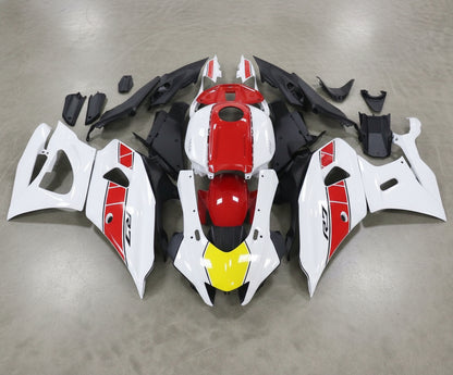 Yamaha R7 Fairings (2021-2025) White, Yellow, Red Stripe from KingsMotorcycleFairings.com