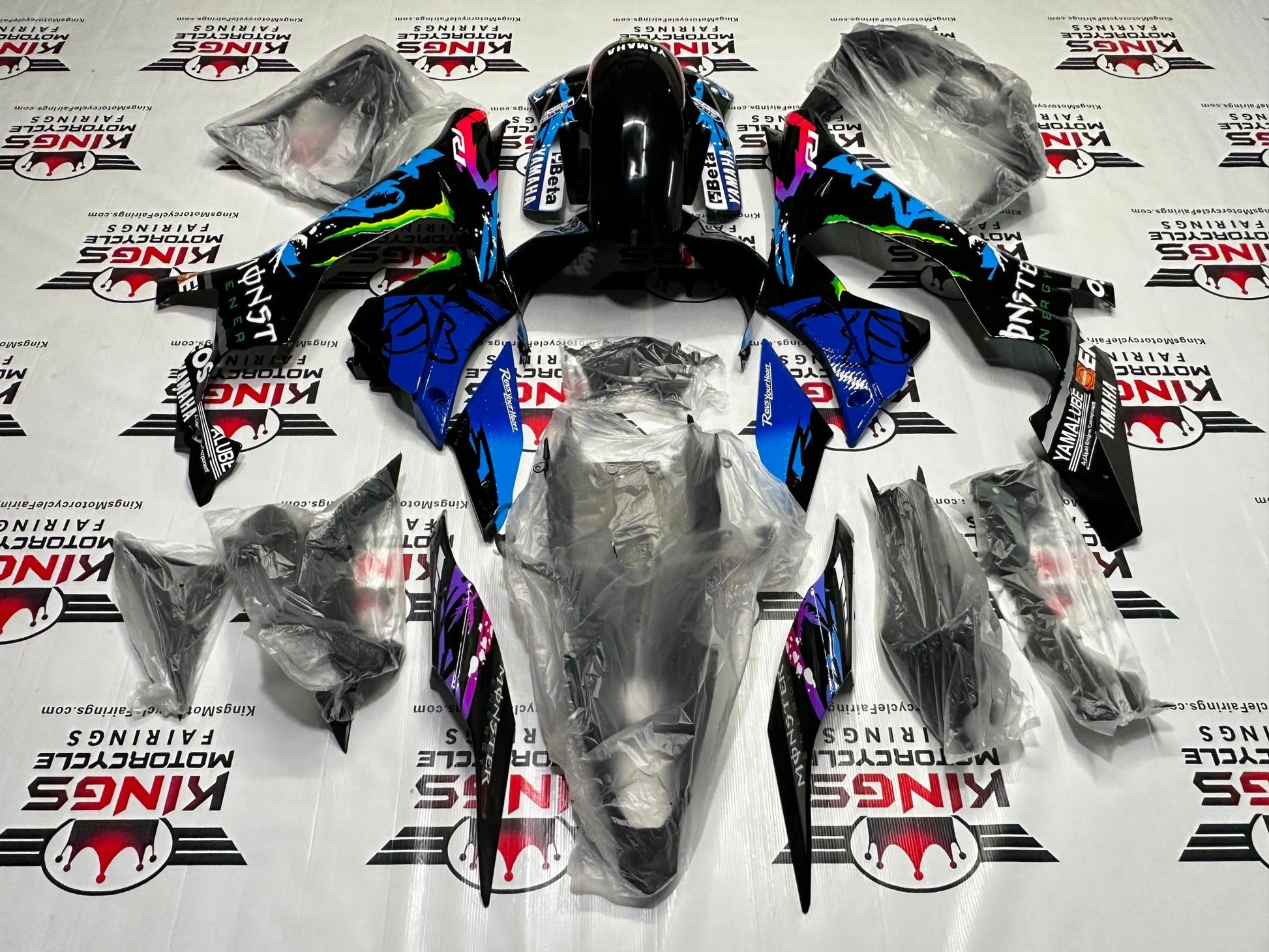 Yamaha YZF-R1 Fairing Kit (2020-2025) Black, Blue Monster at KingsMotorcycleFairings.com