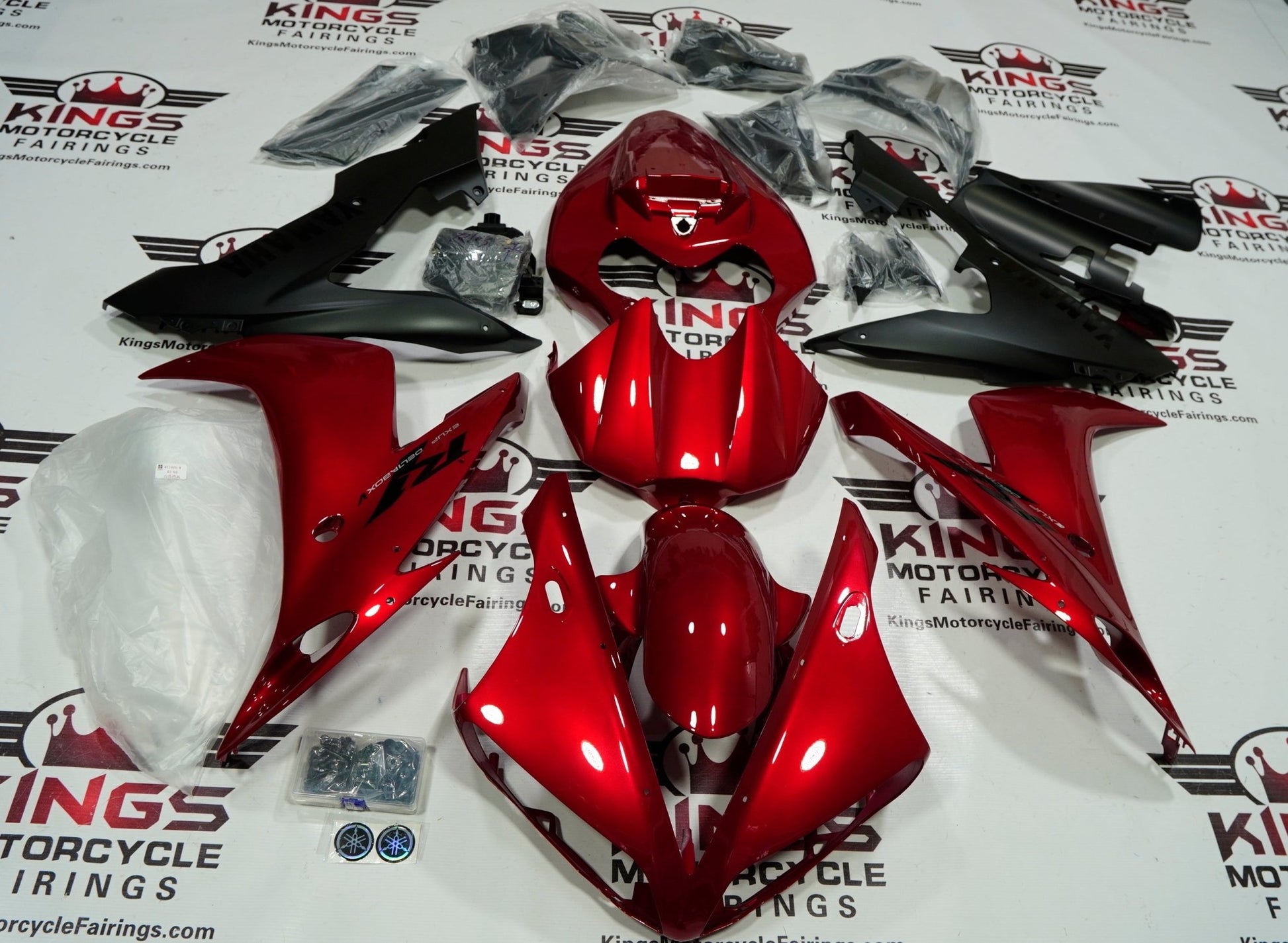 Yamaha YZF-R1 Fairings (2004-2006) Candy Apple Red, Black at KingsMotorcycleFairings.com