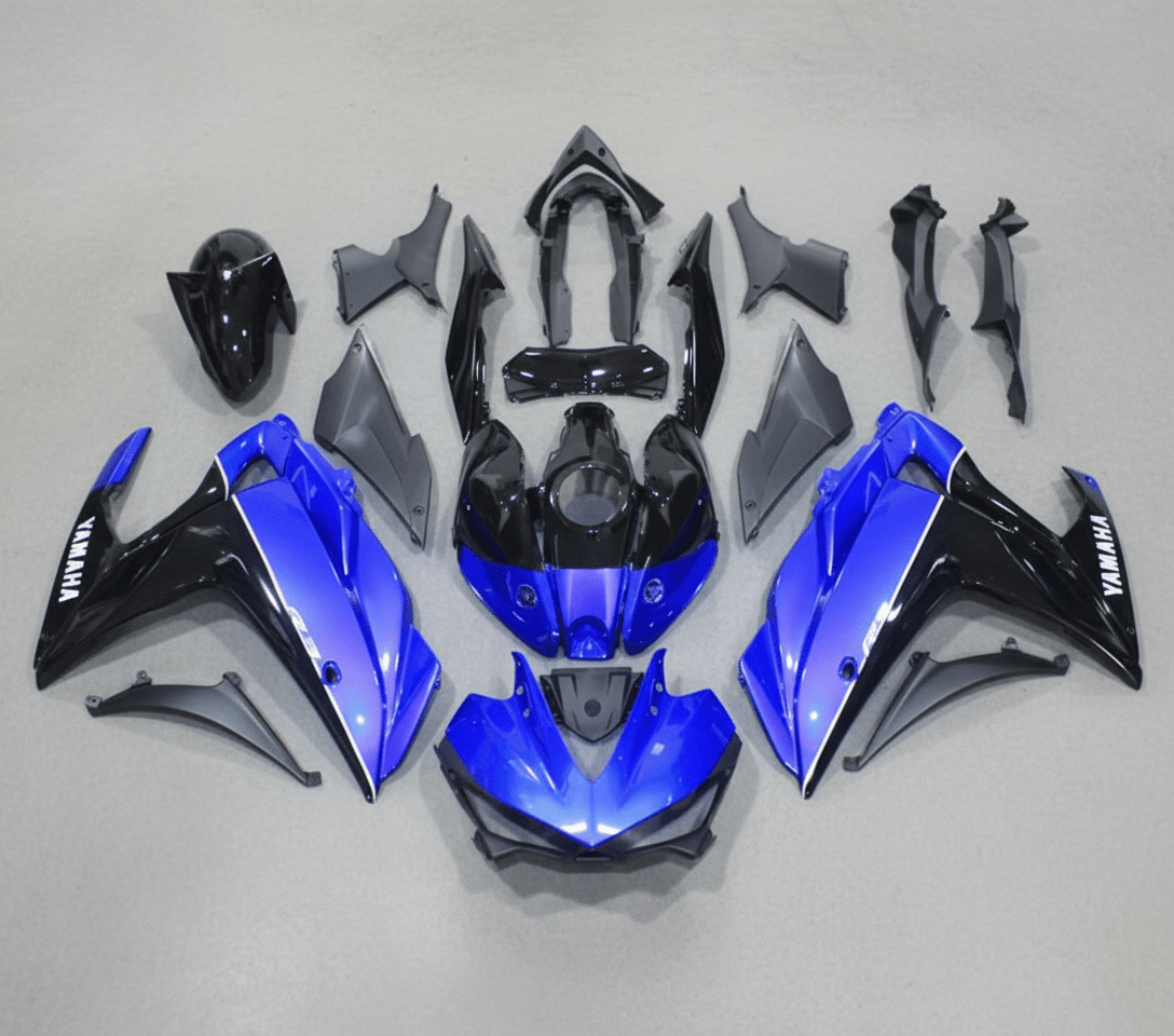 Yamaha YZF-R3 Fairings (2015-2018) Blue, Black, White Pinstripe at KingsMotorcycleFairings.com