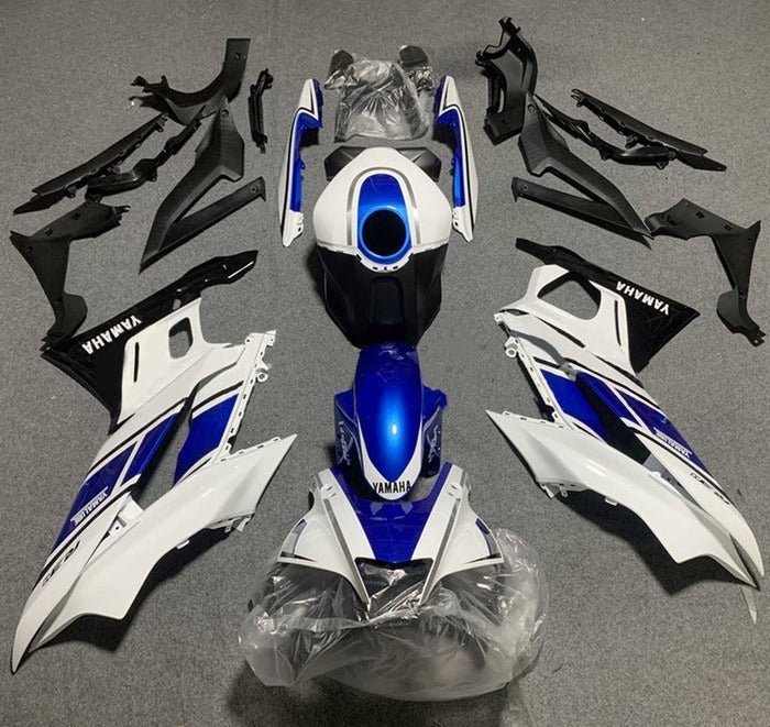 Yamaha YZF-R3 Fairings (2022-2024) White, Black, Blue at KingsMotorcycleFairings.com