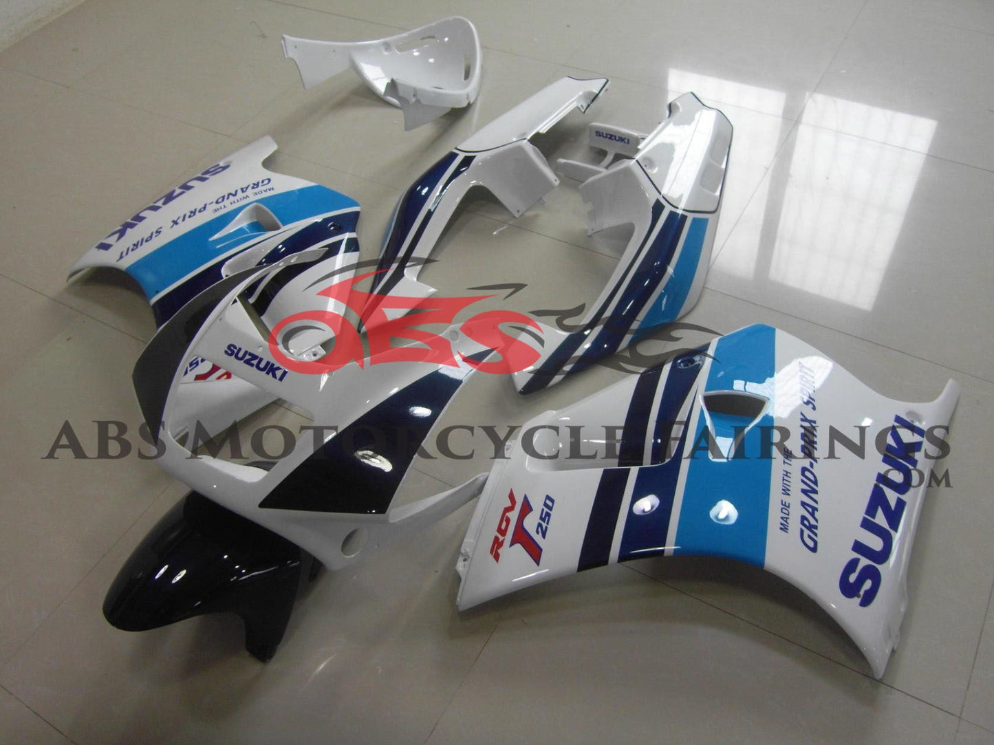 Suzuki RGV250 VJ22 Fairings (1991-1996) White, Blue Grand Prix at KingsMotorcycleFairings.com