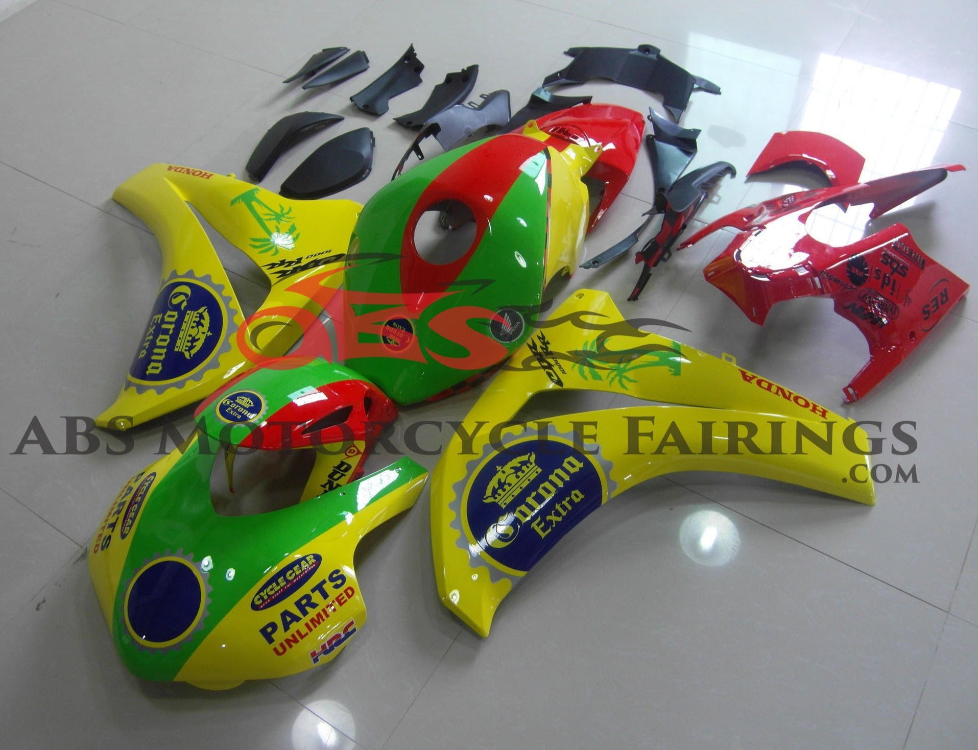 Shop Honda CBR1000RR Fairings (2008-2011) Yellow, Green, Red Corona Race at KingsMotorcycleFairings.com