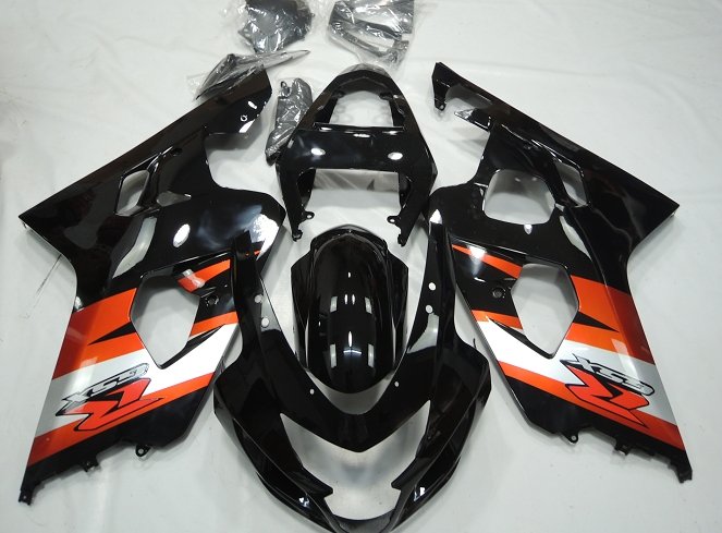 Black and Orange Fairing Kit for a 2004 & 2005 Suzuki GSX-R600 motorcycle