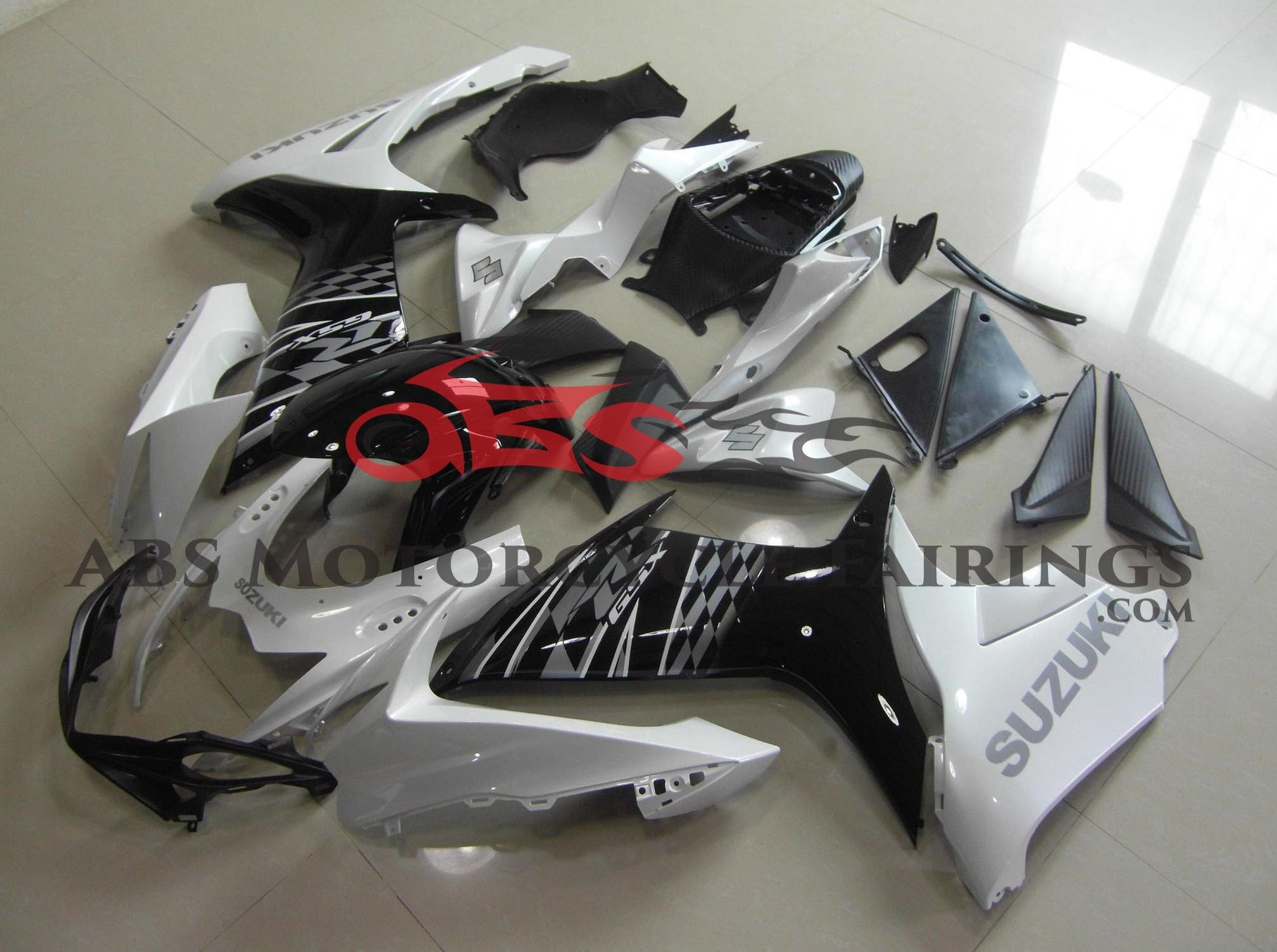Suzuki GSXR750 (2011-2023) White, Black & Silver Fairings at KingsMotorcycleFairings.com