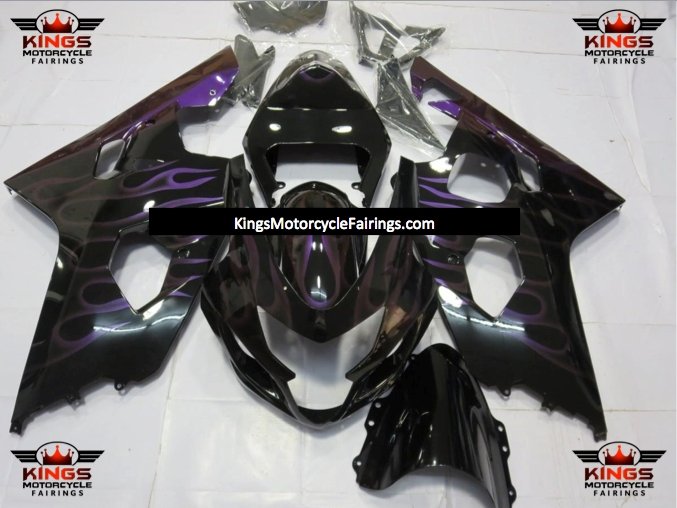 Suzuki GSXR600 (2004-2005) Black & Purple Flame Fairings