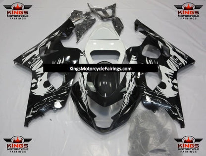 Black and White Les Mis Woman Fairing Kit for a 2004 & 2005 Suzuki GSX-R600 motorcycle
