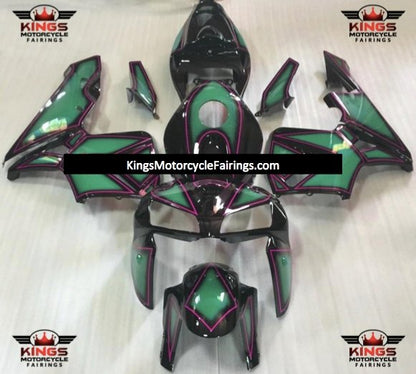 Black, Green and Pink Special Design Fairing Kit for a 2005 and 2006 Honda CBR600RR motorcycle