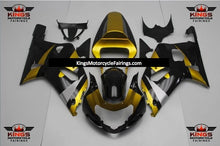 Black, Gold and Silver Fairing Kit for a 2000, 2001, 2002 & 2003 Suzuki GSX-R600 motorcycle