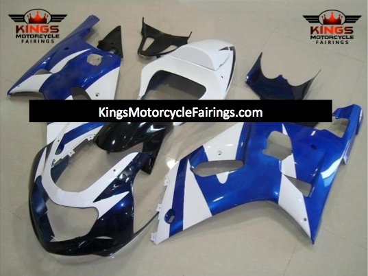 Blue, White and Black Fairing Kit for a 2000, 2001, 2002 & 2003 Suzuki GSX-R750 motorcycle