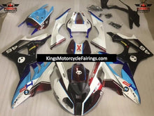 White, Light Blue, Black and Blue HP Fairing Kit for a 2009, 2010, 2011, 2012, 2013 and 2014 BMW S1000RR motorcycle