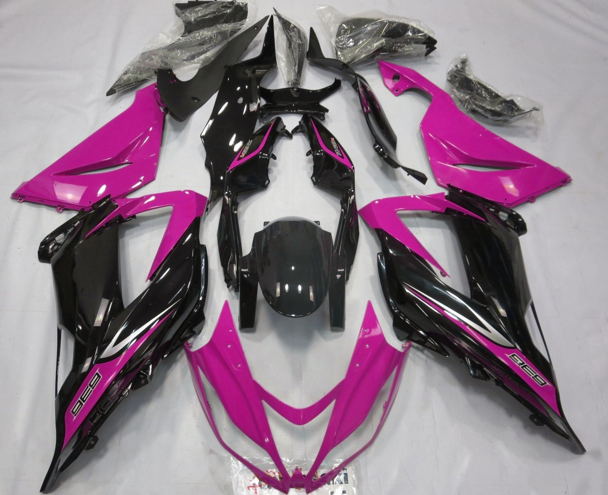Pink, Black and Silver Fairing Kit for a 2013, 2014, 2015, 2016, 2017 & 2018 Kawasaki ZX-6R 636 motorcycle