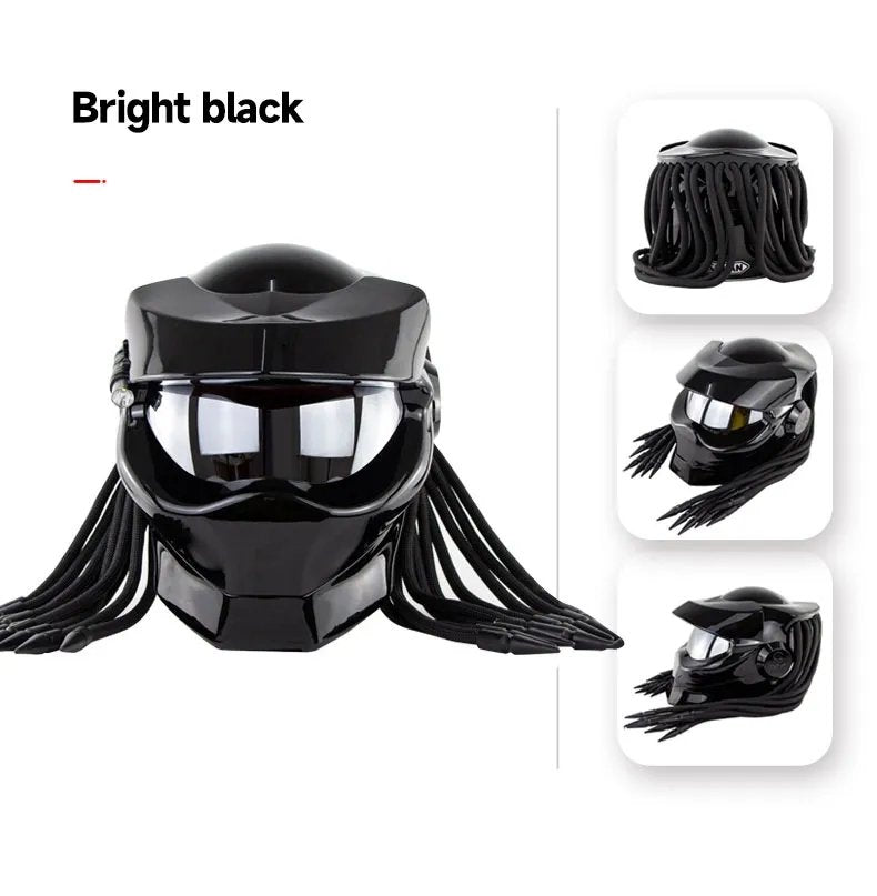 Black Predator HNJ Motorcycle Helmet - KingsMotorcycleFairings.com