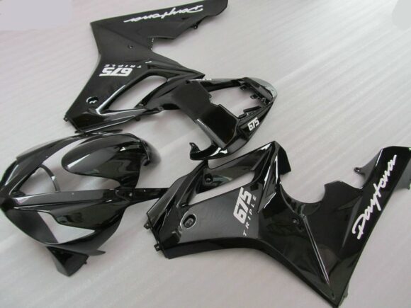 Matte Black and Gloss Black Fairing Kit for a 2006, 2007 & 2008 Triumph Daytona 675 motorcycle