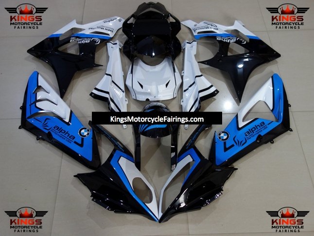BMW S1000RR (2017-2018) Black, Blue and White Alpha Fairings