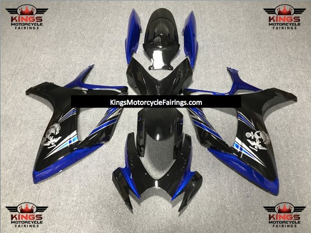 Blue, Black and Silver Marine Fairing Kit for a 2006 & 2007 Suzuki GSX-R600 motorcycle