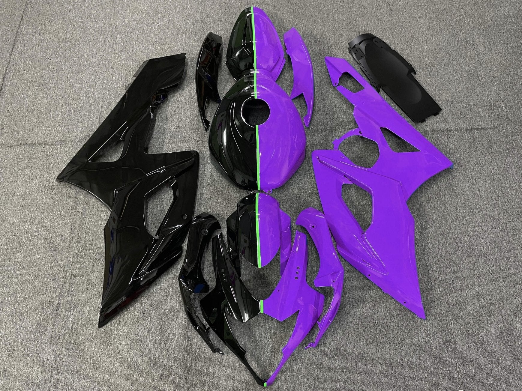 Black, Purple and Green Split Fairing Kit for a 2005 & 2006 Suzuki GSX-R1000 motorcycle
