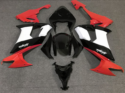 Black, Red and White Fairing Kit for a 2008, 2009 & 2010 Kawasaki Ninja ZX-10R motorcycle.