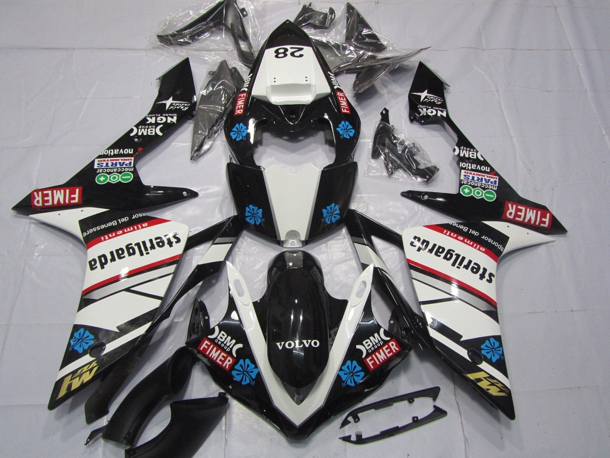 Yamaha YZF-R1 (2007-2008) Black, White & Red Fimer Fairings