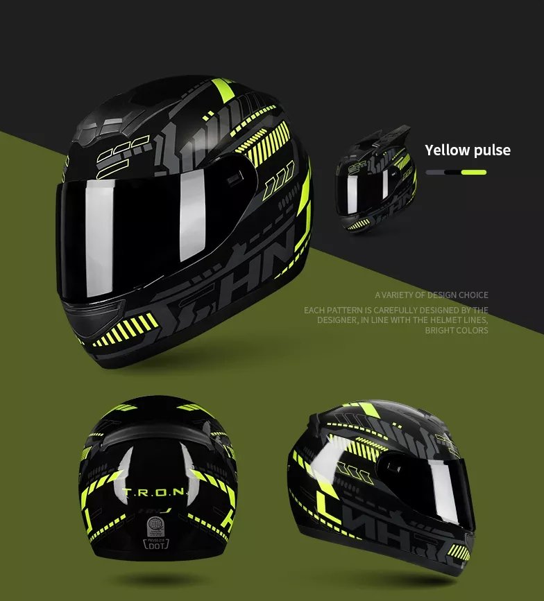 The Black, Yellow and Gray Pulse HNJ Full-Face Motorcycle Helmet with Horns & Braids at Kings Motorcycle Fairings