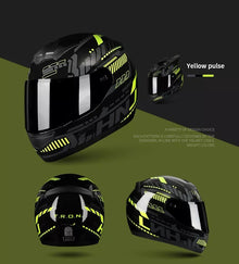 The Black, Yellow and Gray Pulse HNJ Full-Face Motorcycle Helmet with Horns & Braids by Kings Motorcycle Fairings