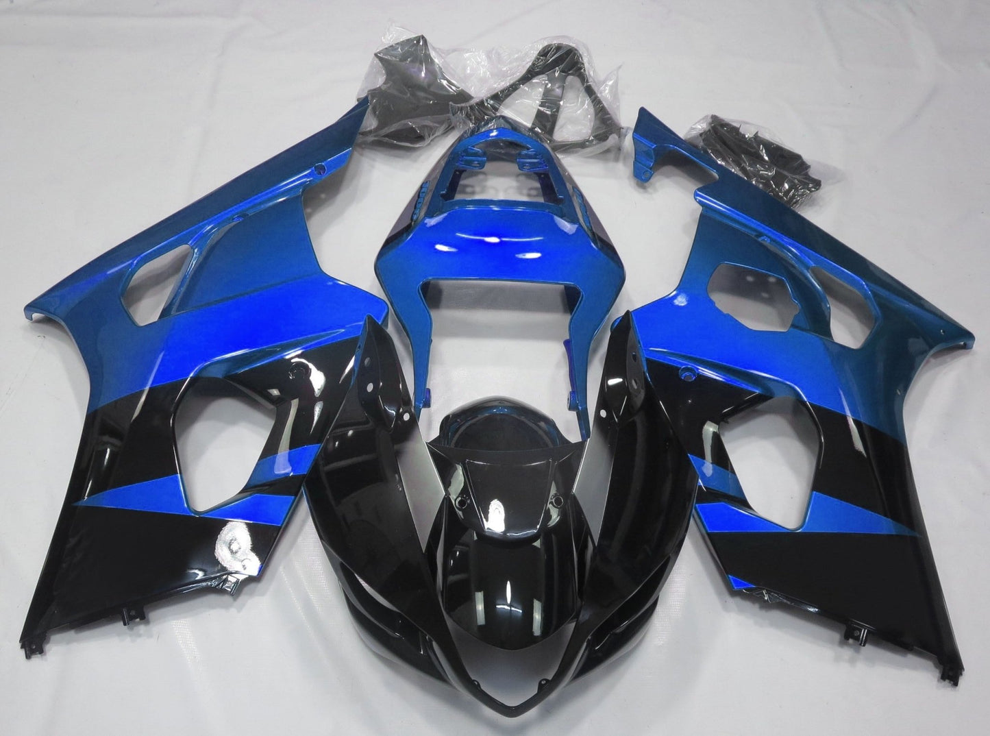 Black and Blue Fairing Kit for a 2003 & 2004 Suzuki GSX-R1000 motorcycle